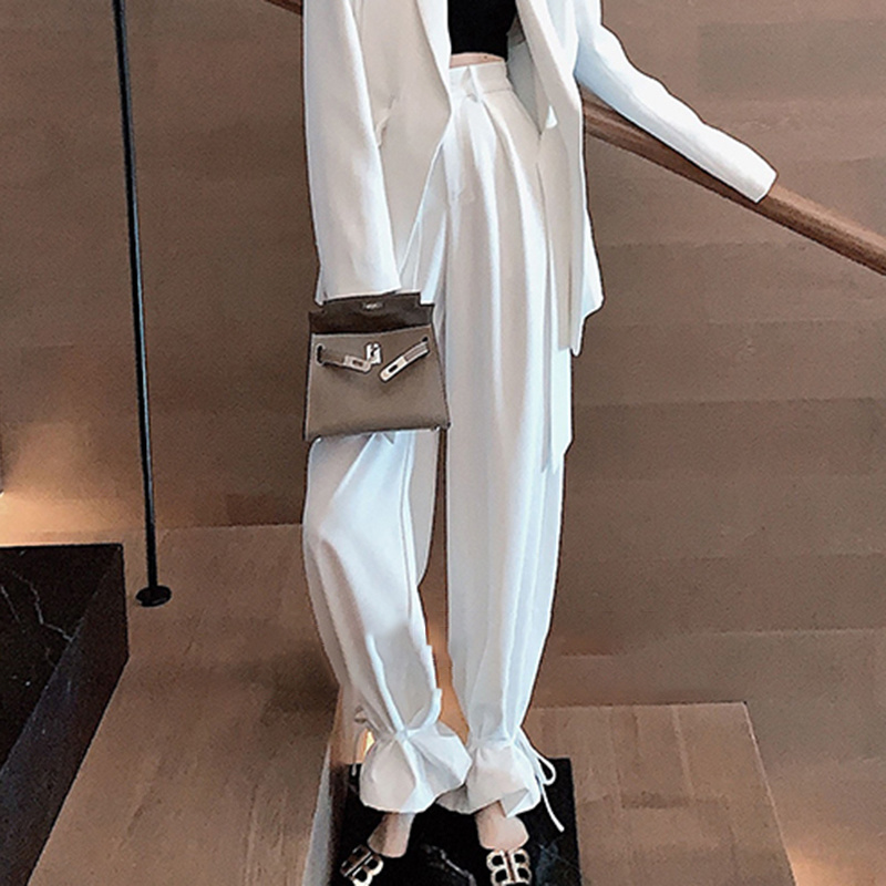 TWOTWINSTYLE Lace Up Straight Wide Leg Pant