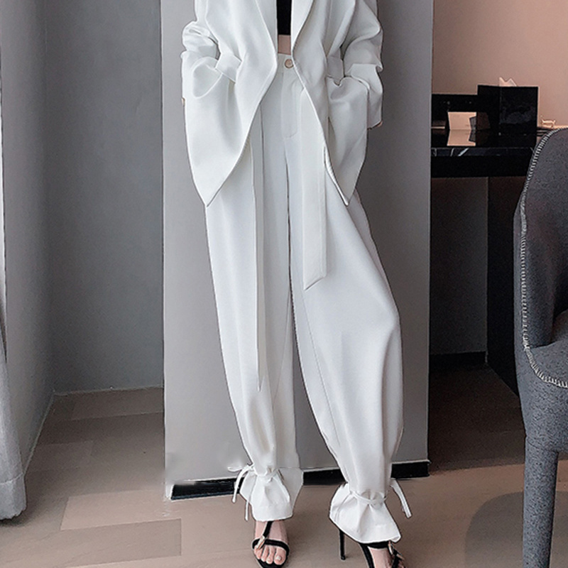 TWOTWINSTYLE Lace Up Straight Wide Leg Pant