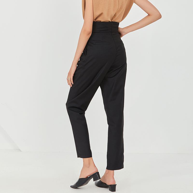 TWOTWINSTYLE Straight High Waist Cross Buttons Pants