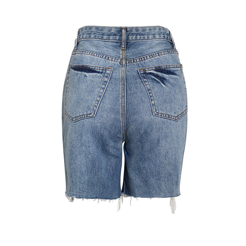 TWOTWINSTYLE Patchwork Tassel Bandage Denim Shorts