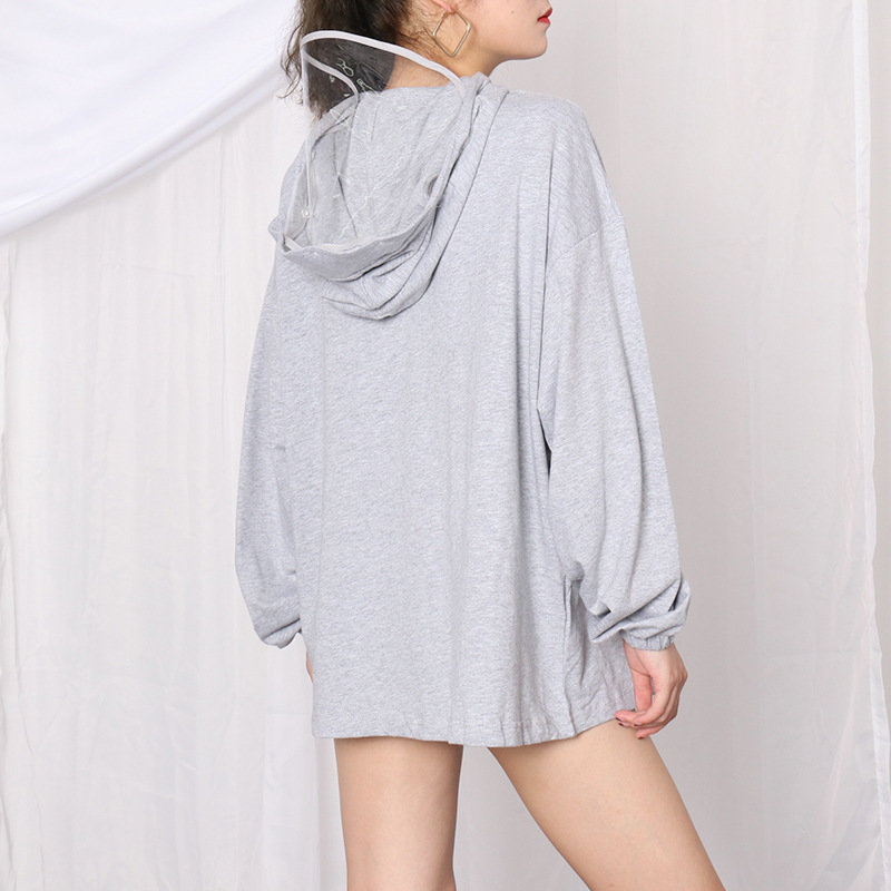 TWOTWINSTYLE Hooded Lantern Long Sleeve Lace Up Sweatshirts