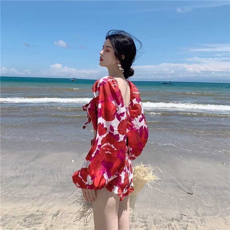 TWOTWINSTYLE Sexy Ruffles Slash Neck Lantern Sleeve Two Piece Set