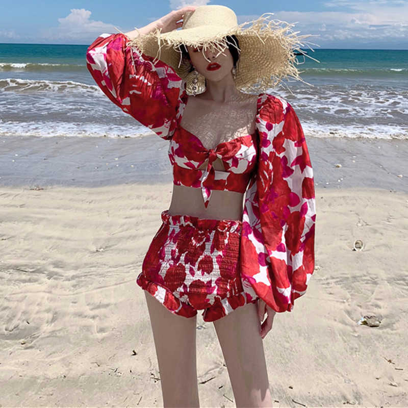 TWOTWINSTYLE Sexy Ruffles Slash Neck Lantern Sleeve Two Piece Set