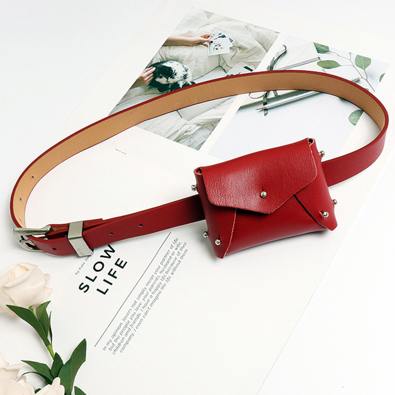 TWOTWINSTYLE Sexy PU Patchwork Pockets Solid Minimalist Belts