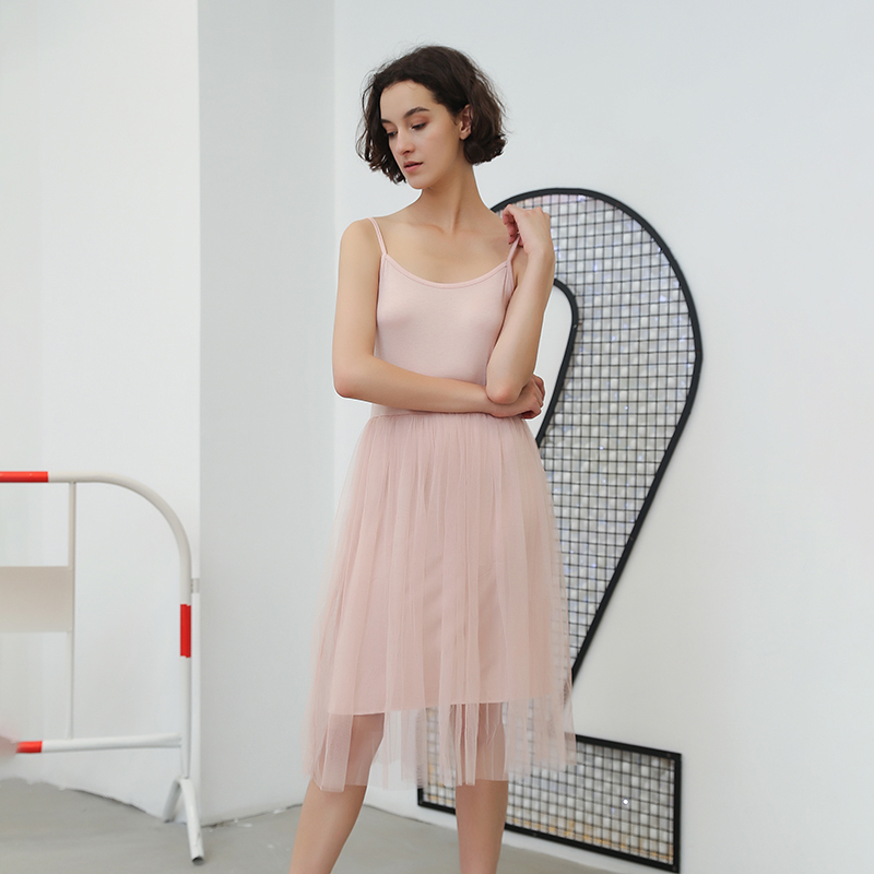 TWOTWINSTYLE Off Shoulder Spaghetti Strap Mesh Dress