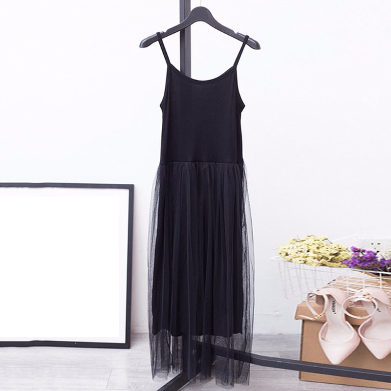 TWOTWINSTYLE Off Shoulder Spaghetti Strap Mesh Dress
