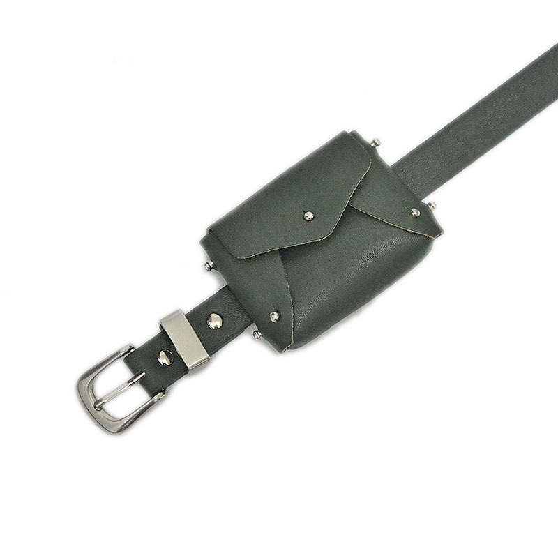 TWOTWINSTYLE Sexy PU Patchwork Pockets Solid Minimalist Belts