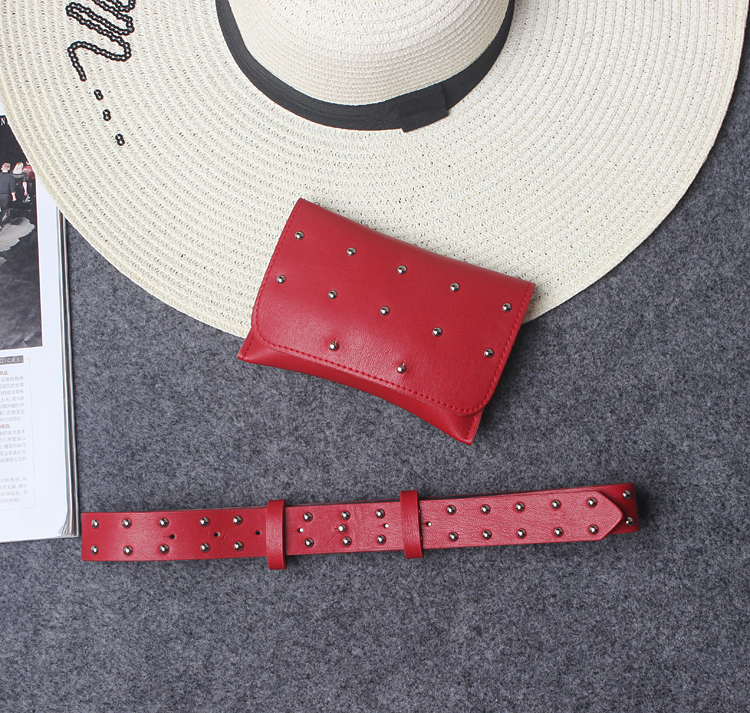 TWOTWINSTYLE PU Leather Rivets Female Belts With Bag