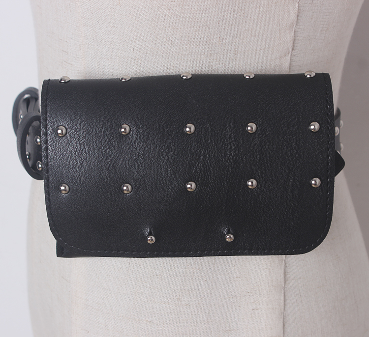 TWOTWINSTYLE PU Leather Rivets Female Belts With Bag