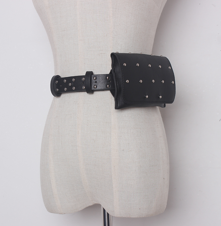 TWOTWINSTYLE PU Leather Rivets Female Belts With Bag