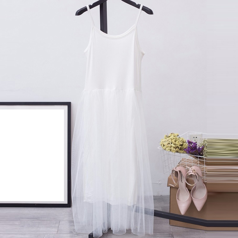 TWOTWINSTYLE Off Shoulder Spaghetti Strap Mesh Dress