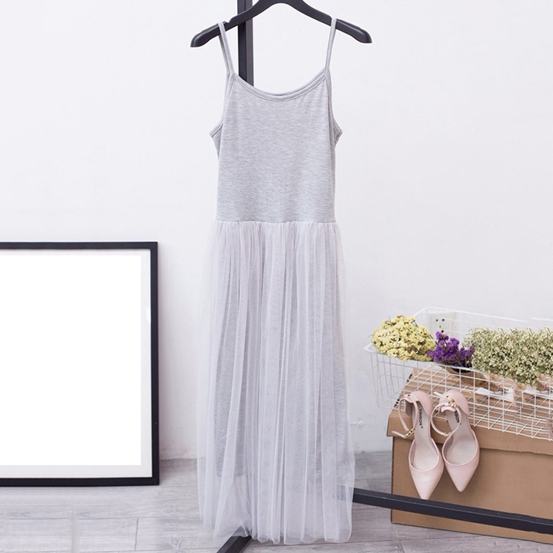 TWOTWINSTYLE Off Shoulder Spaghetti Strap Mesh Dress