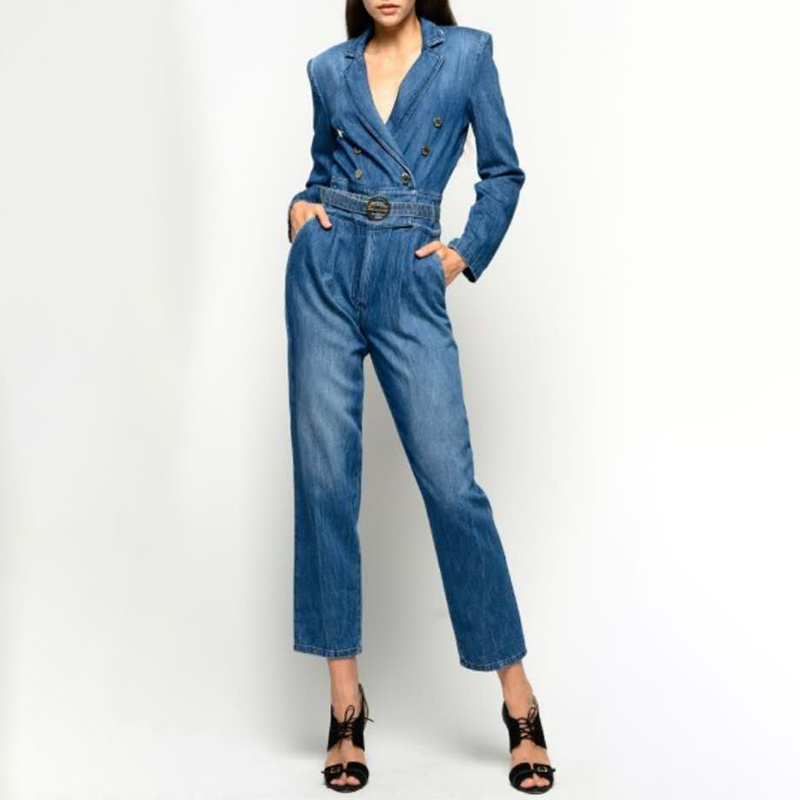 TWOTWINSTYLE Casual Patchwork Button Sashes Jumpsuit