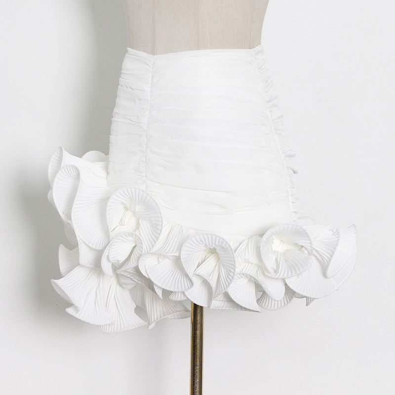 TWOTWINSTYLE White Asymmetrical Hem Skirts