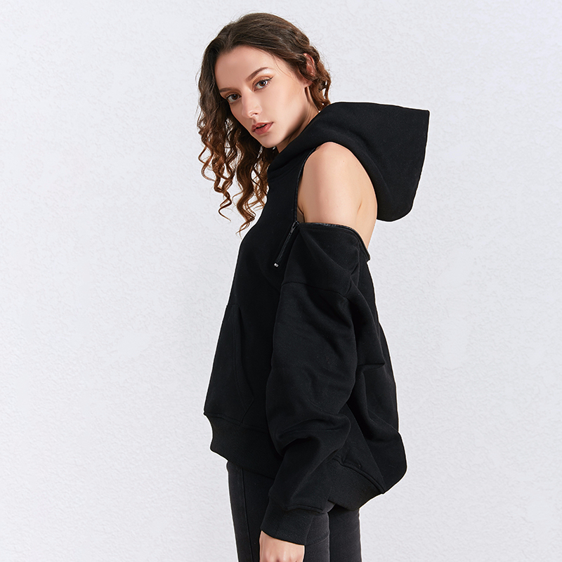 TWOTWINSTYLE Black Casual Hollow Out Sweatshirt