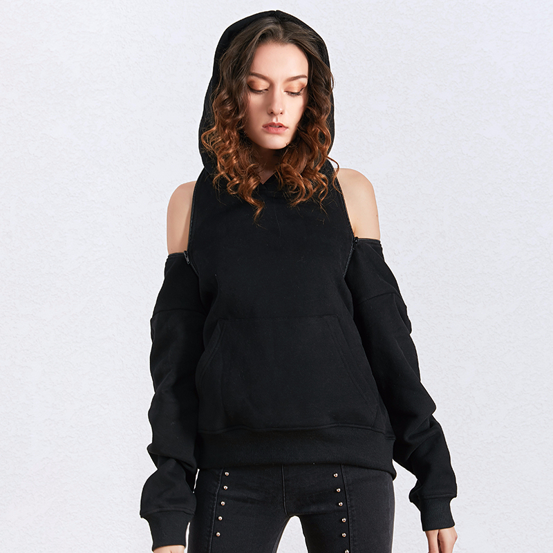 TWOTWINSTYLE Black Casual Hollow Out Sweatshirt