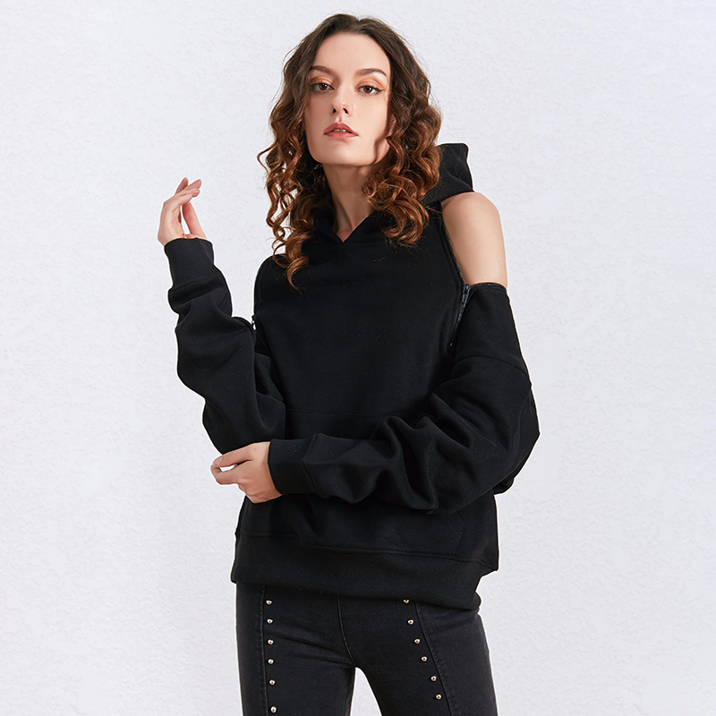 TWOTWINSTYLE Black Casual Hollow Out Sweatshirt