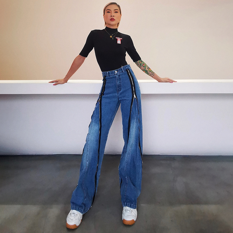 TWOTWINSTYLE  Straight Zipper Jeans