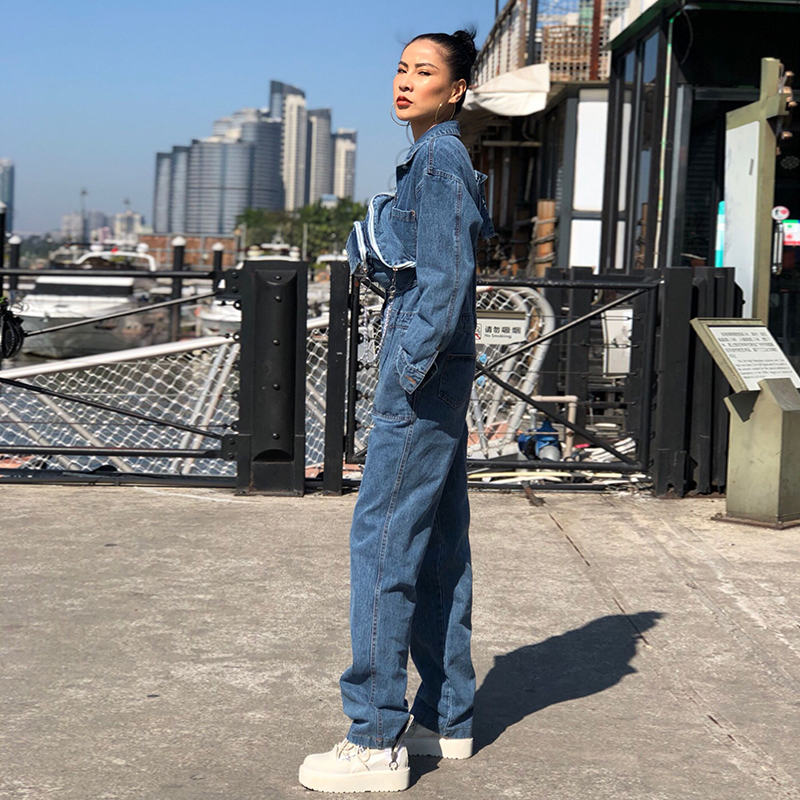 TWOTWINSTYLE Denim Wide Waistband Jumpsuits