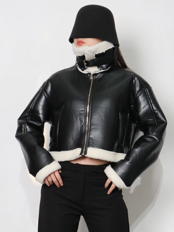 TWOTWINSTYLE PU Leather Jacket