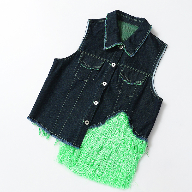 TWOTWINSTYLE Tassel Denim Jacket