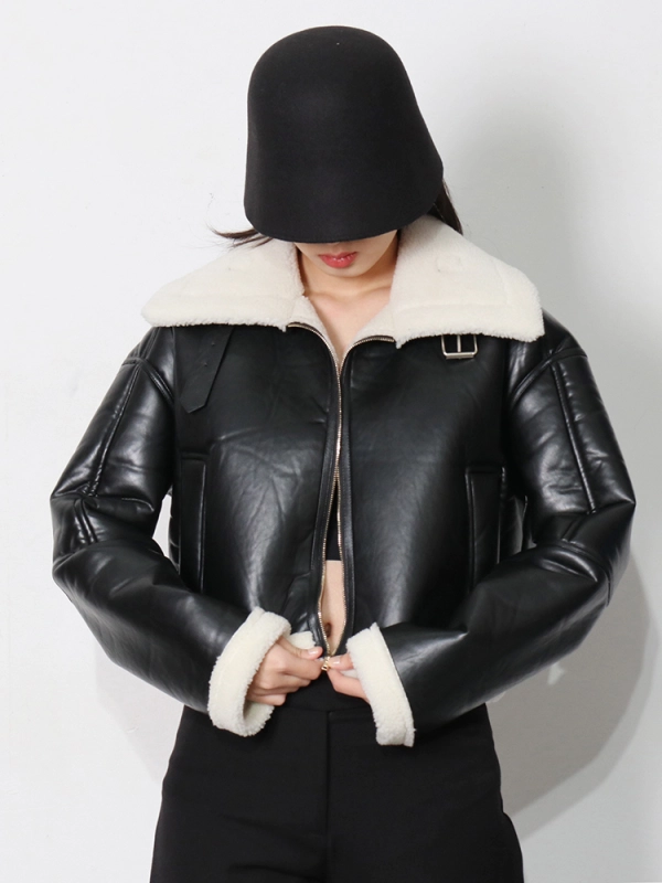 TWOTWINSTYLE PU Leather Jacket