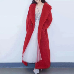 TWOTWINSTYLE Red Faux Fur Coat