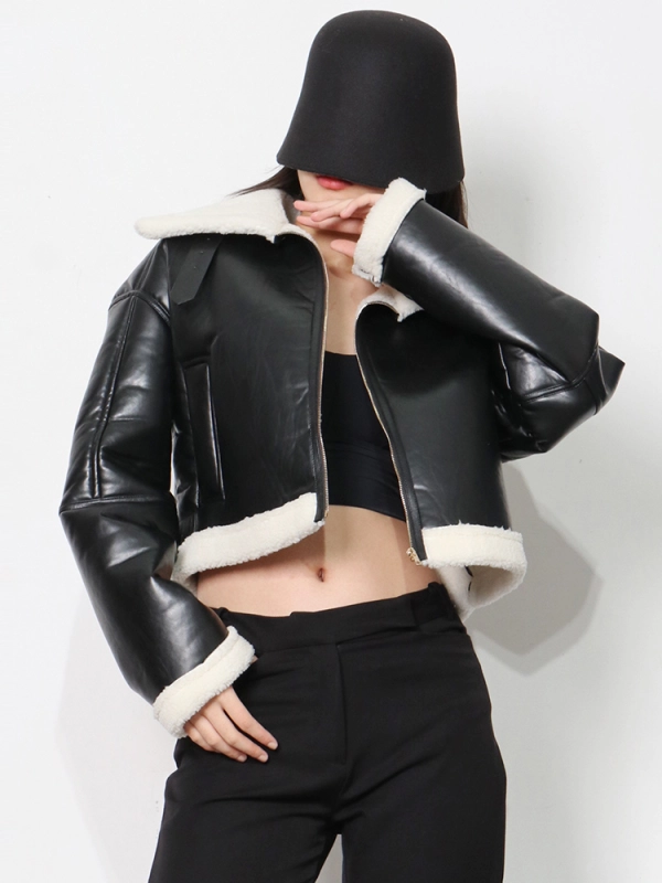 TWOTWINSTYLE PU Leather Jacket