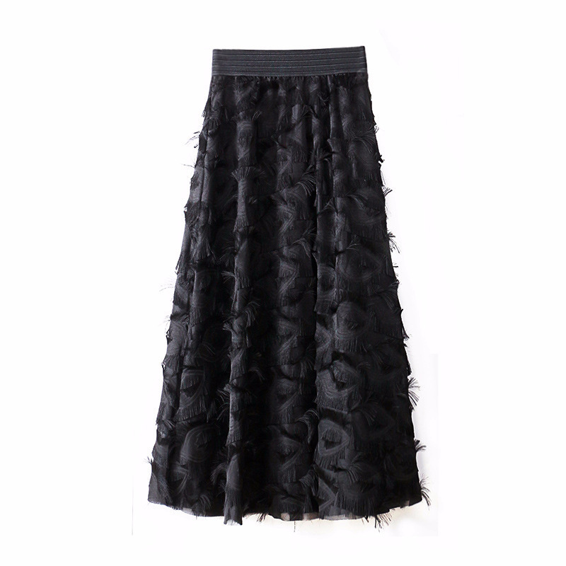 TWOTWINSTYLE Tassel Zipper Midi Long Skirts