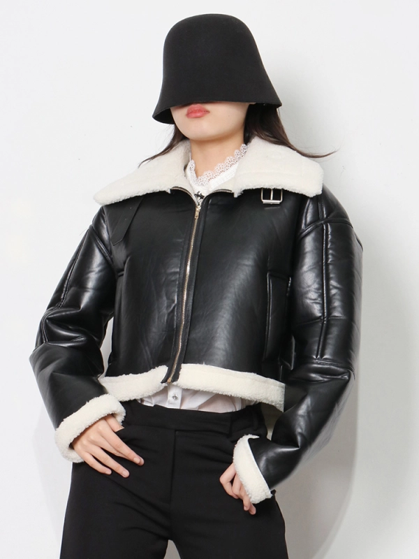 TWOTWINSTYLE PU Leather Jacket