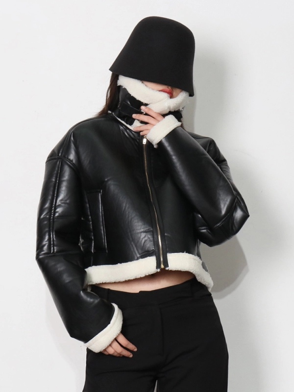 TWOTWINSTYLE PU Leather Jacket