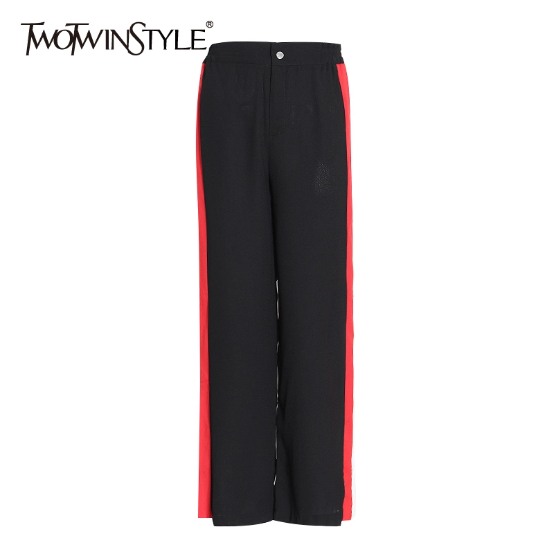 TWOTWINSTYLE Waist Wide Leg Button Pants