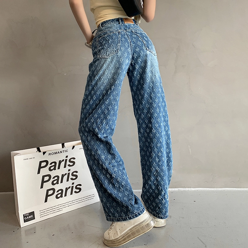TWOTWINSTYLE Straight Blue Denim Trousers