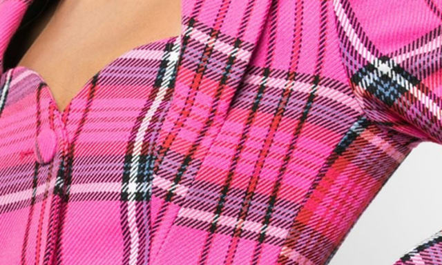 TWOTWINSTYLE Single Breasted Plaid Blazer