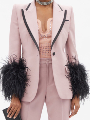 TWOTWINSTYLE Feathers Colorblock Pink Blazers