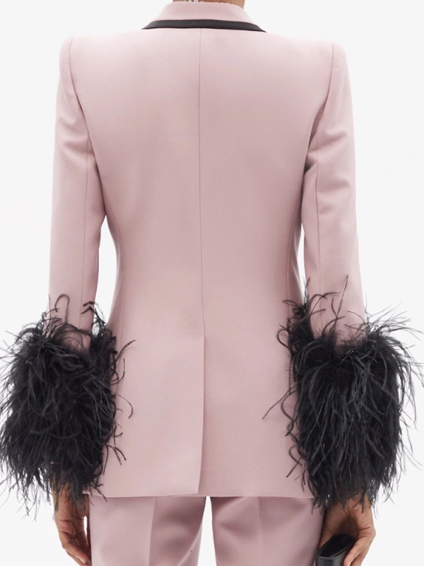 TWOTWINSTYLE Feathers Colorblock Pink Blazers