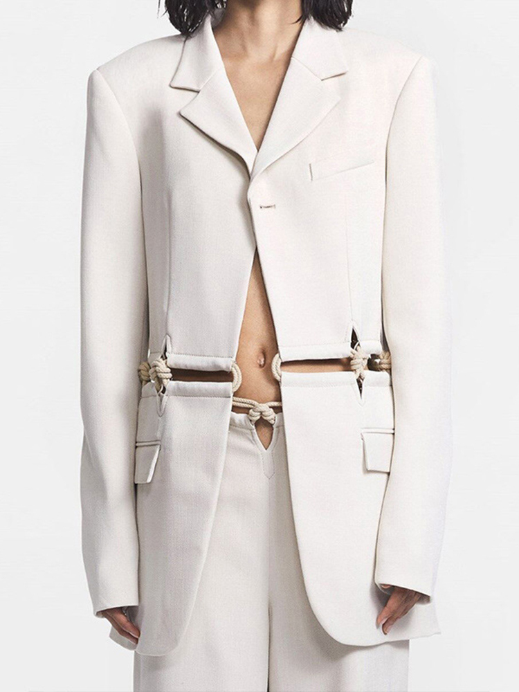 TWOTWINSTYLE Minimalist Sexy Hollow Out Blazer