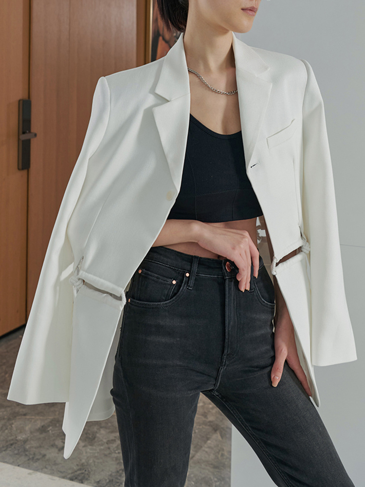 TWOTWINSTYLE Minimalist Sexy Hollow Out Blazer