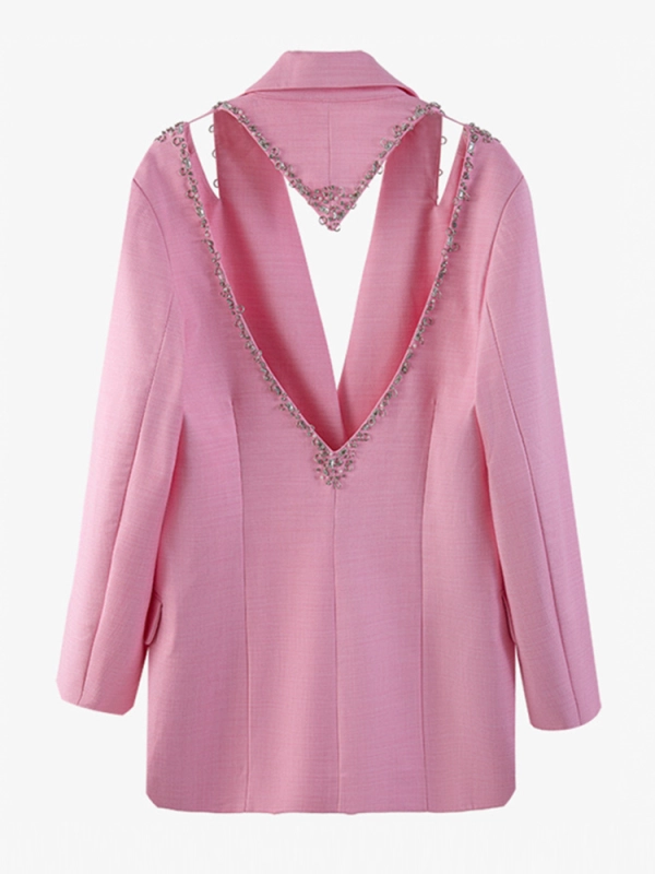 TWOTWINSTYLE Pink Diamond Hollow Out Blazer