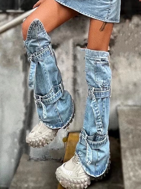 TWOTWINSTYLE Streetwear Denim Detachable Pants