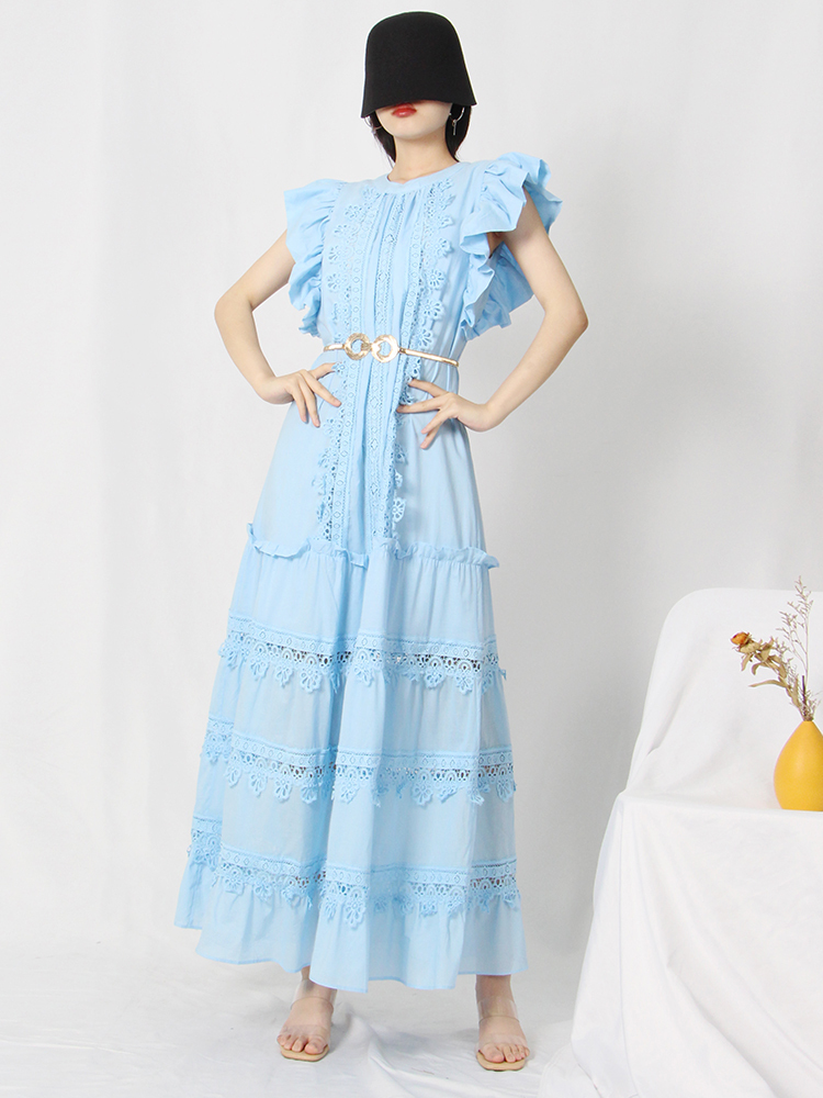 TWOTWINSTYLE Panel Ruched Ruffels Midi Dresses