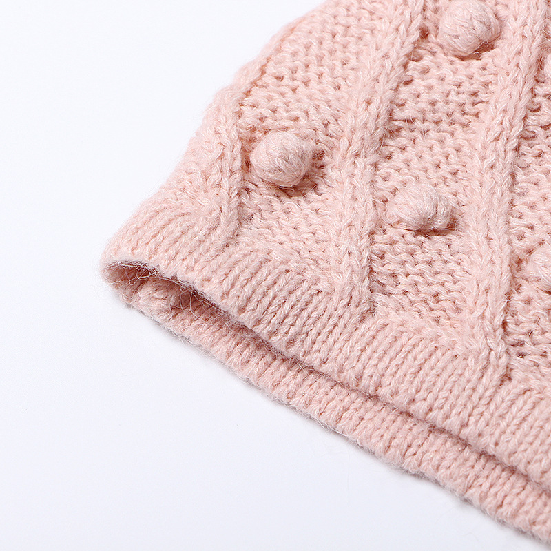TWOTWINSTYLE Women Pink Pom Pom Knit Jumper Pullover sweater