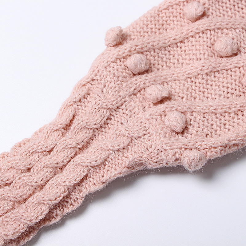TWOTWINSTYLE Women Pink Pom Pom Knit Jumper Pullover sweater