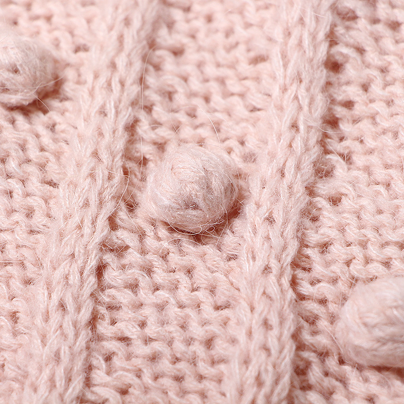TWOTWINSTYLE Women Pink Pom Pom Knit Jumper Pullover sweater