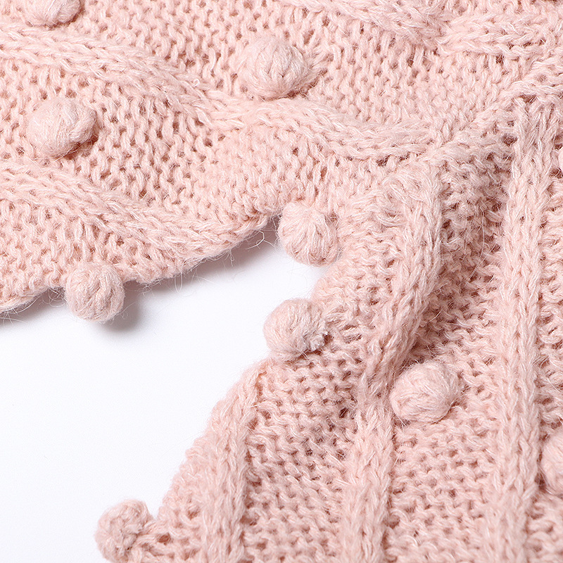 TWOTWINSTYLE Women Pink Pom Pom Knit Jumper Pullover sweater