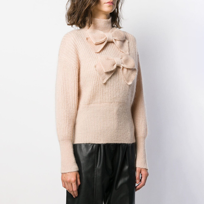 TWOTWINSTYLE turtleneck pullover bowknot sweater