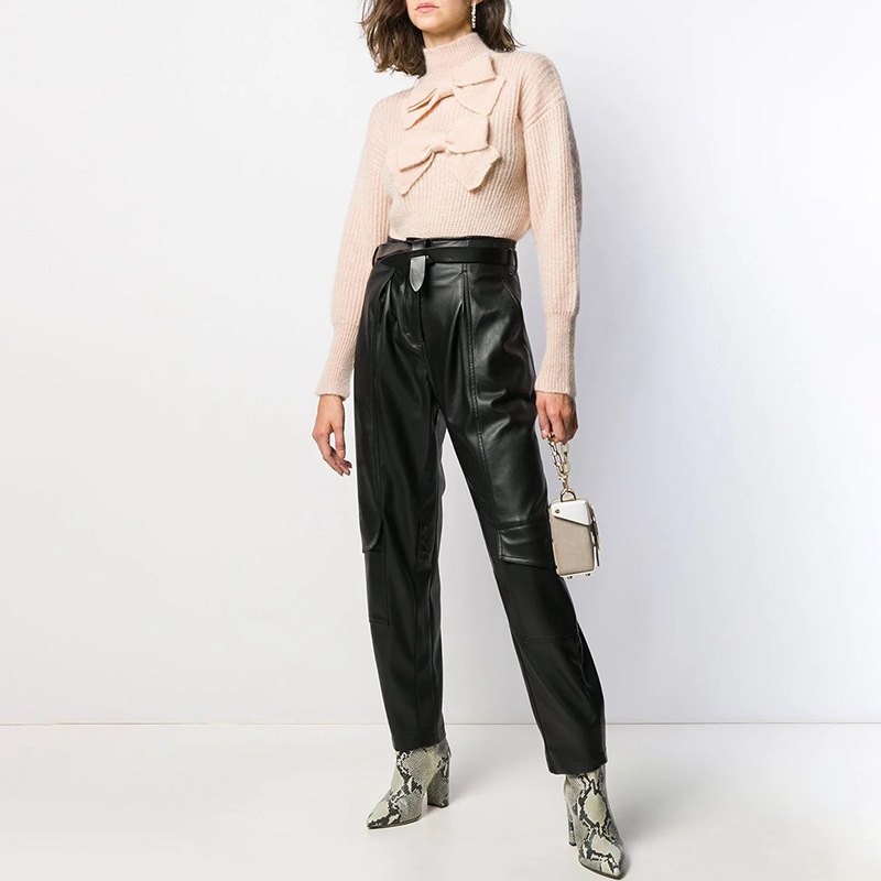 TWOTWINSTYLE turtleneck pullover bowknot sweater
