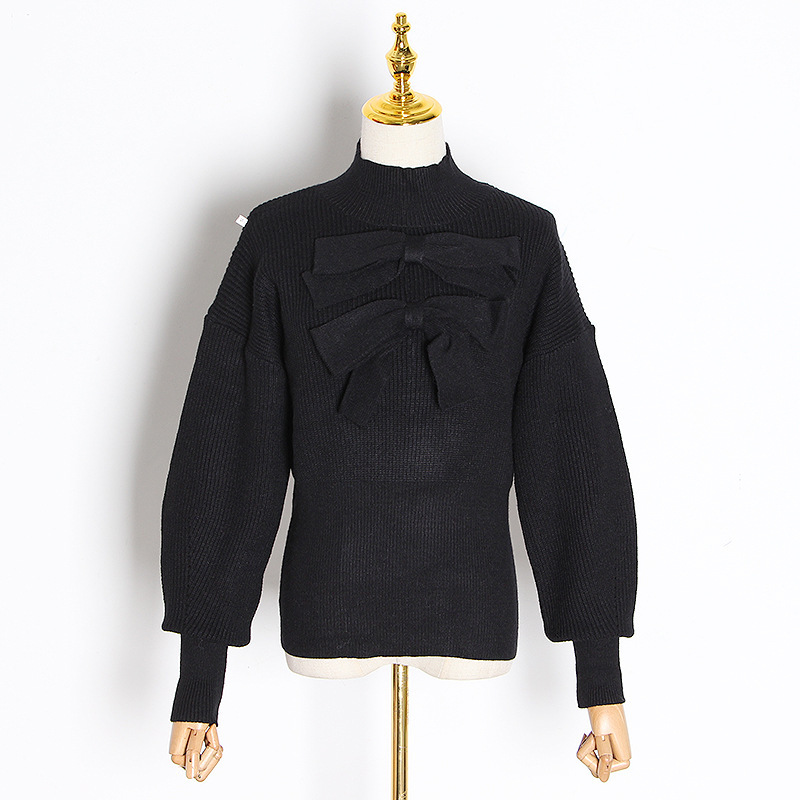 TWOTWINSTYLE turtleneck pullover bowknot sweater