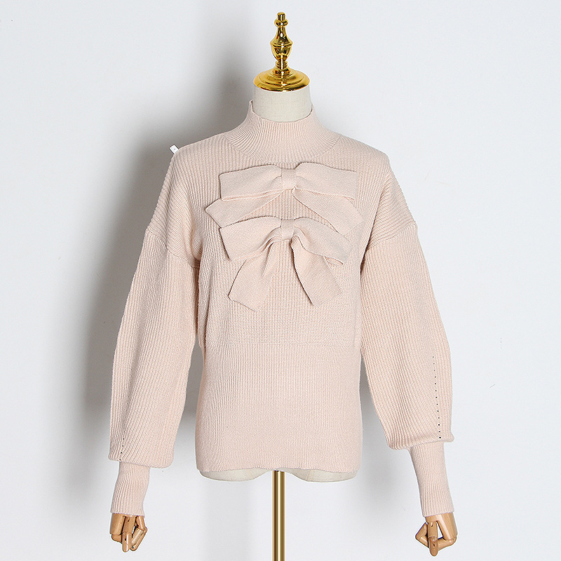 TWOTWINSTYLE turtleneck pullover bowknot sweater