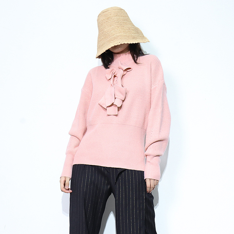 TWOTWINSTYLE turtleneck pullover bowknot sweater